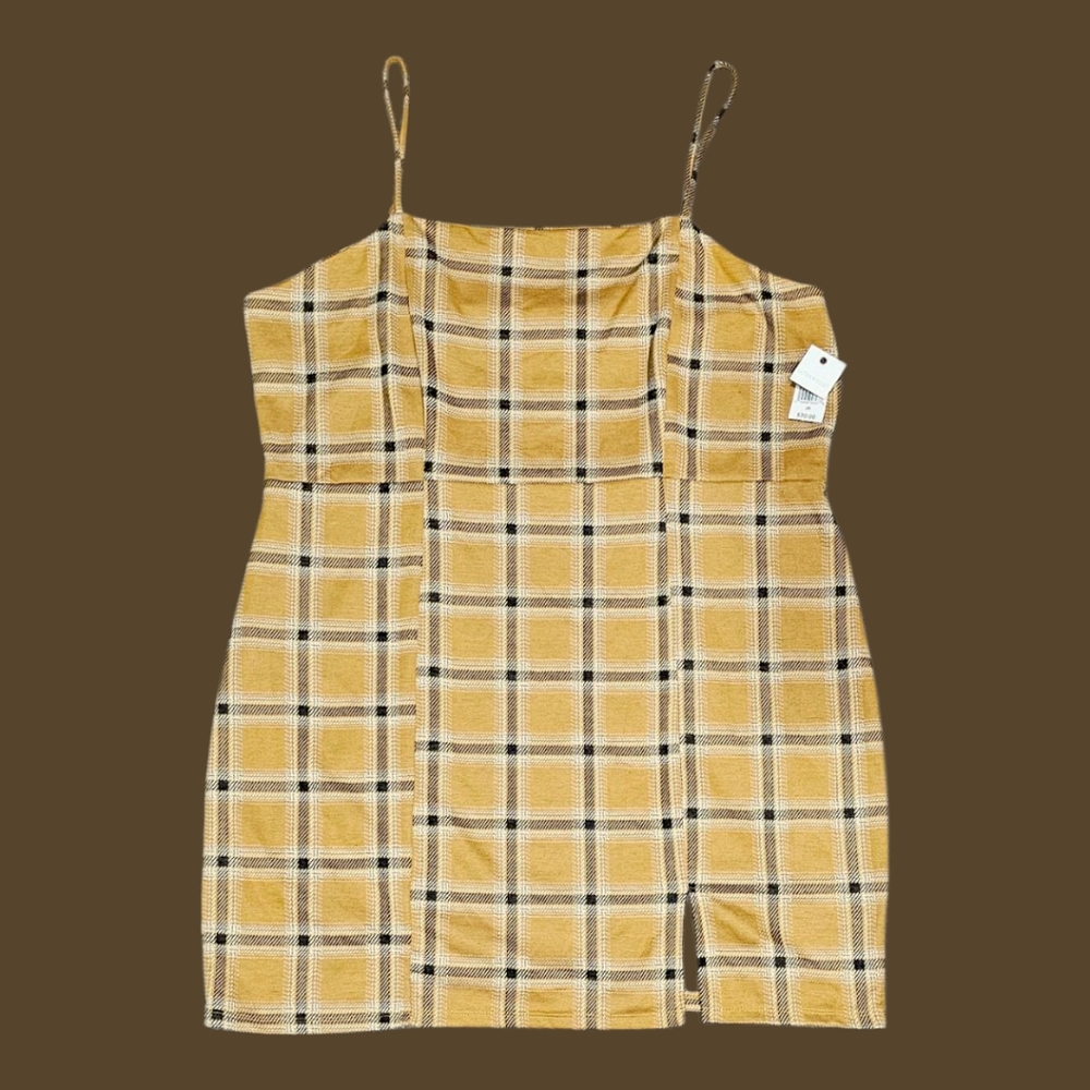 Ultra Flirt Mustard Plaid Dress 3x